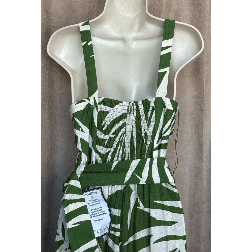 Adrianna Papell Green Ivory Palm Print Wide Leg Jumpsuit 12 NWT - Picture 12 of 16
